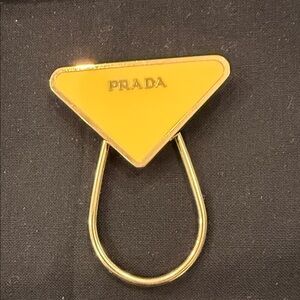 Prada Yellow Enamel Triangle Logo Keyring Bag Charm – Made in Italy